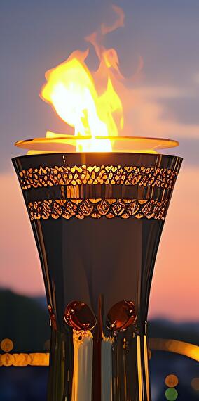 Passing of the Olympic flame and collective relay