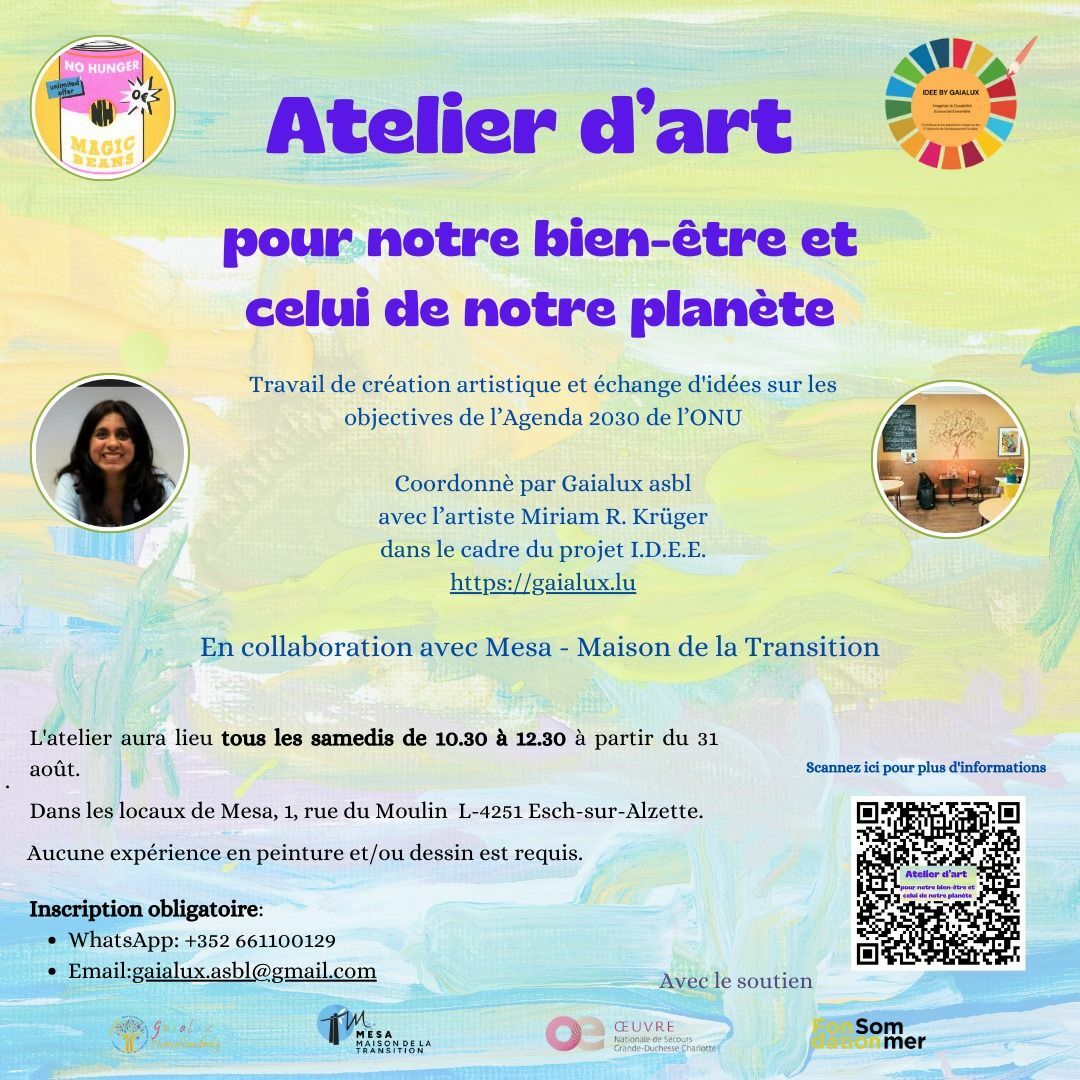 Atelier d'art pour le bien-être de notre planète et de ses habitants