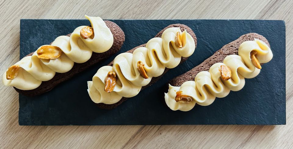 Chocolate peanut eclairs