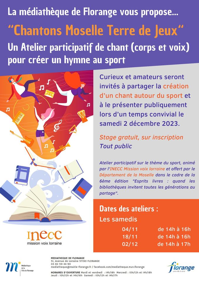 Atelier participatif de chant Chantons Moselle Terre de Jeux par l'INECC - Mission voix lorraine