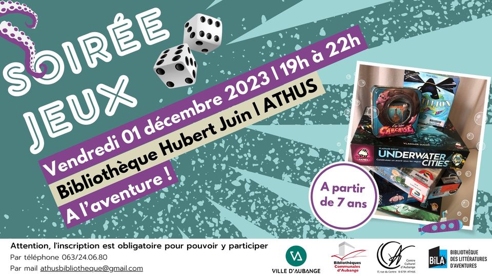 Soirée jeux à la ludothèque d'Athus  A l'aventure !