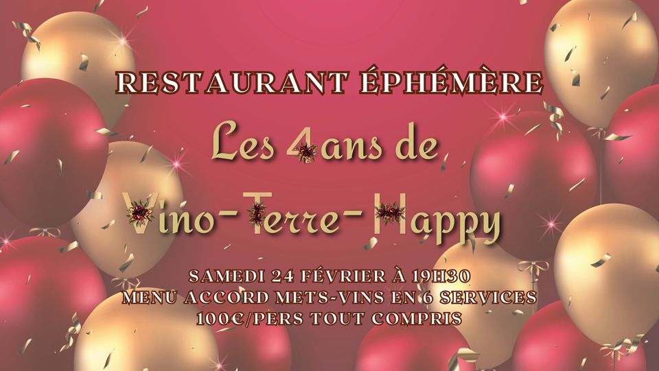 Restaurant éphémère - les 4 ans de vino-terre-happy