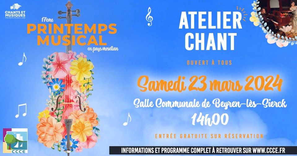 Atelier de chant ouvert à tous - 17ème Printemps Musical