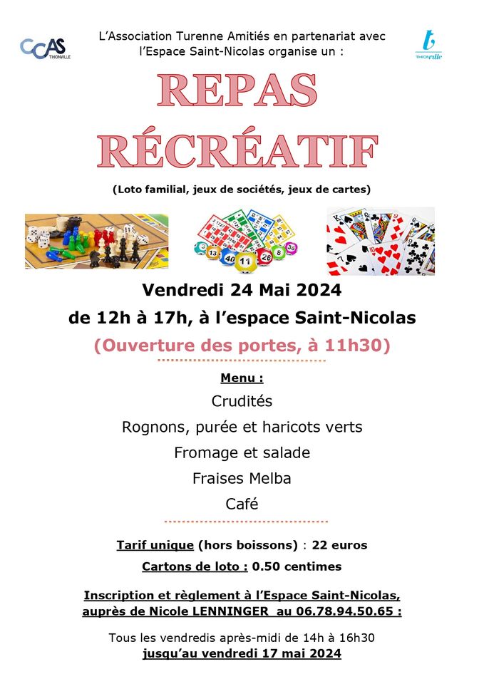 Repas récréatif - Espace Saint-Nicolas