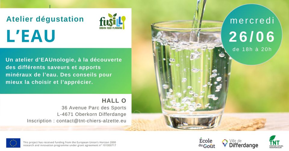 Atelier gratuit de dégustation d'eaux |