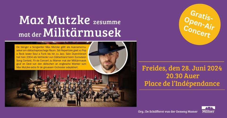 Concert Max Mutzke together with the military music