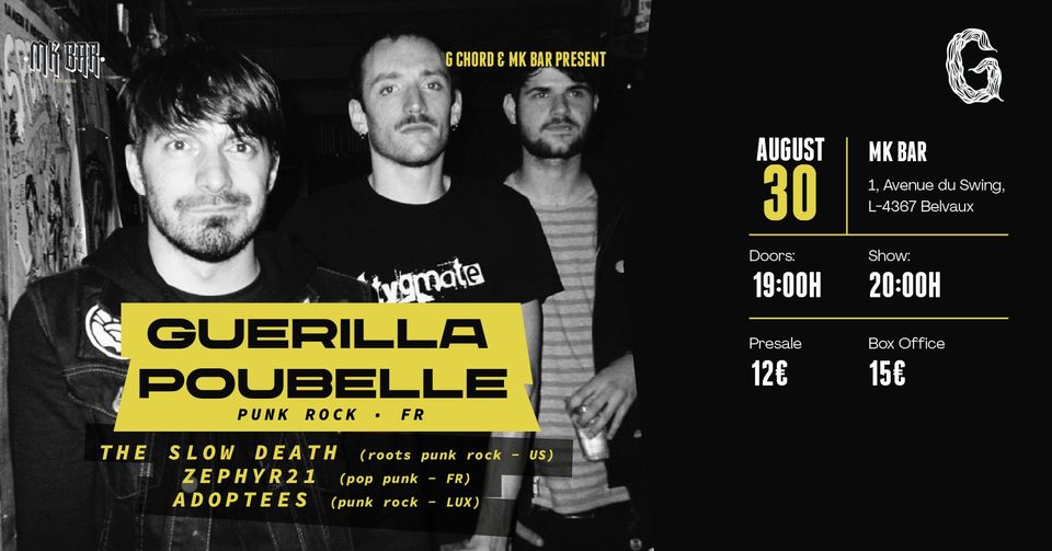 Concert punk avec Guerilla Poubelle, The sloe death, zephyr21, Adoptees