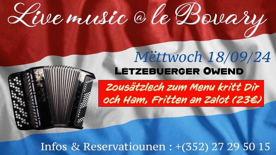 Luxembourgish Evening with Music at Bovary