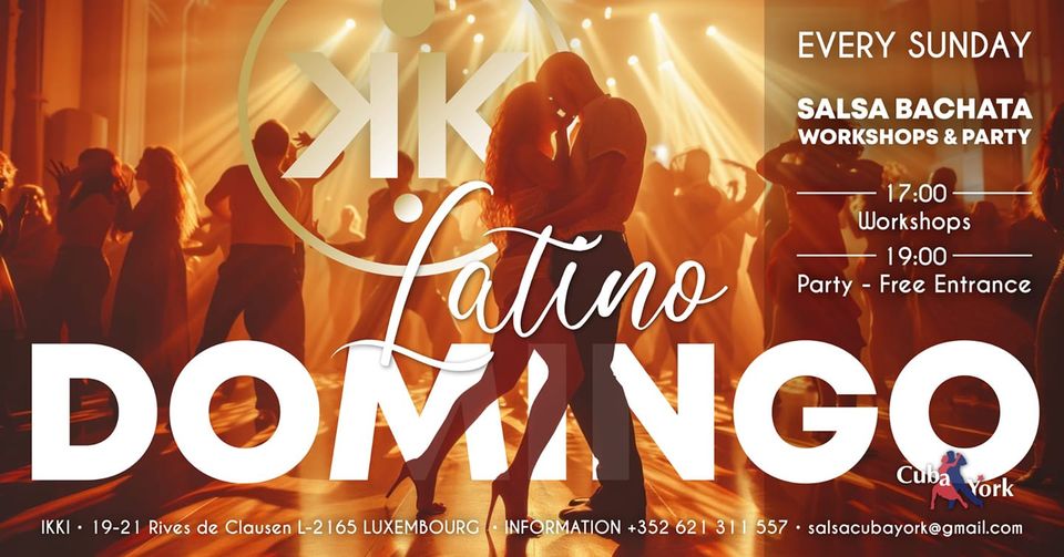 Domingo Latino: FREE BS(K) Party on Sunday at Ikki + 3 Workshops (Salsa/Bachata/Salsa Cubana Rueda)