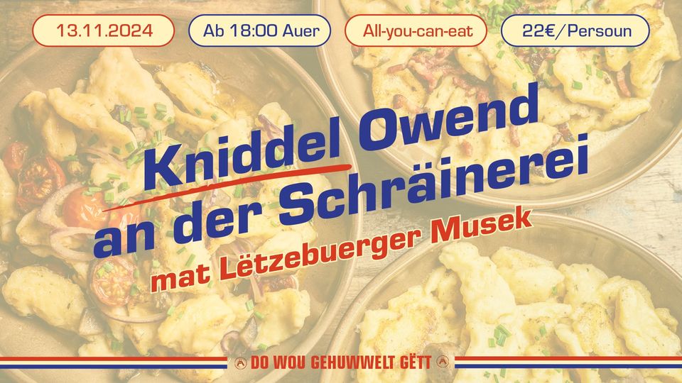 Kniddelen Evening at the Schréinerei with Luxembourgish Music