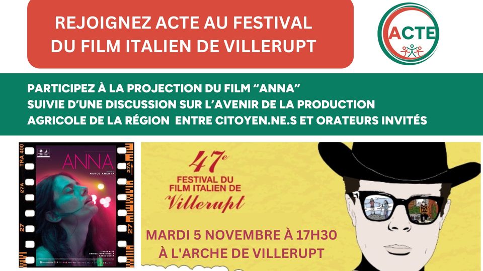 ACTE au festival du film italien de Villerupt : projection du film ANNA suivie de discussion