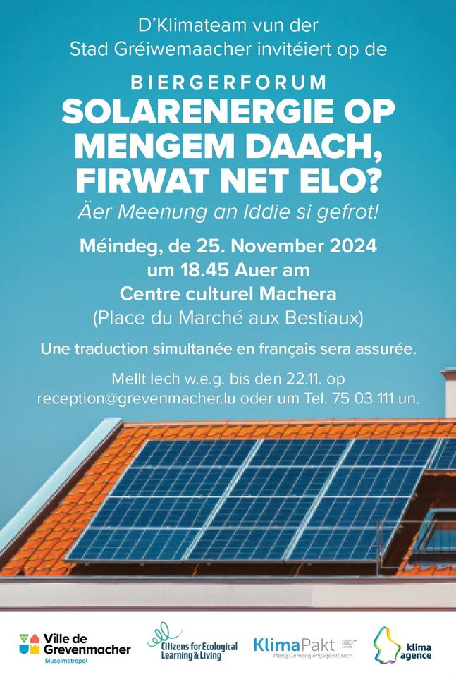 Forum citoyen : Énergie solaire sur mon toit, pourquoi pas maintenant