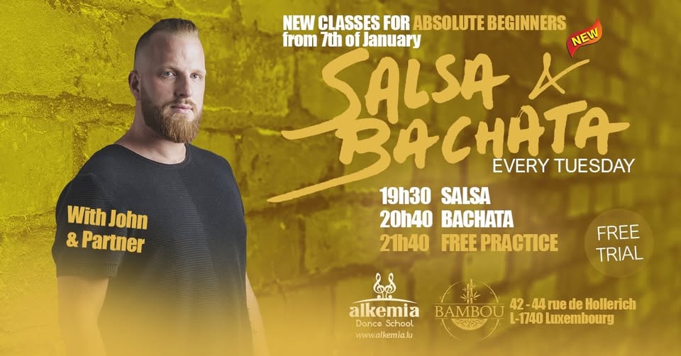 New Salsa and Bachata Classes for Absolute Beginners in Lux-City. Free Trial beginning January