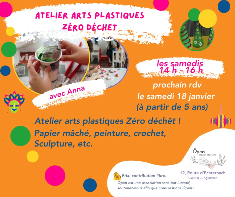 Atelier arts plastiques zéro déchet