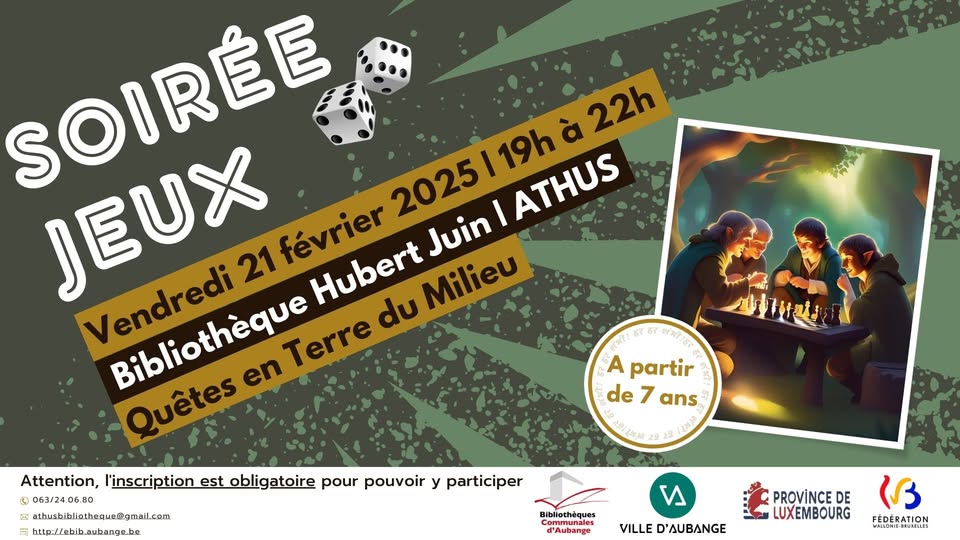 Soirée jeux à la bibliothèque d'Athus | Quêtes en Terre du Milieu