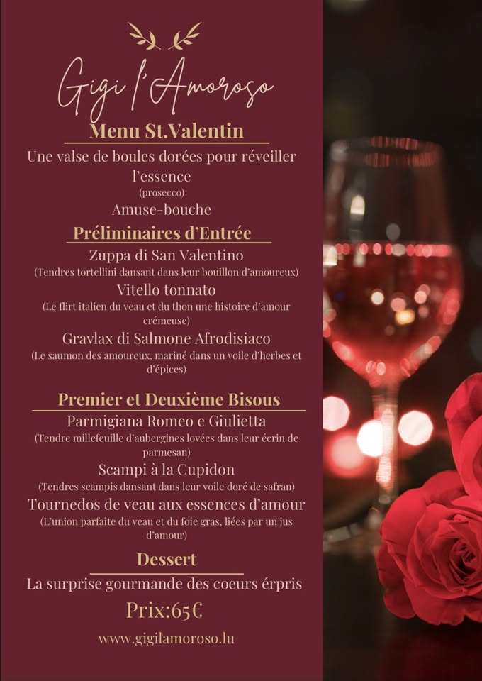 Valentine's Day Menu