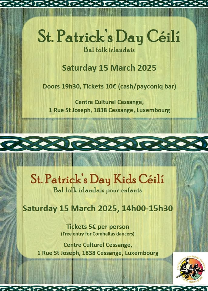 St. Patrick's Day Céilís - Irish balfolk - for kids (afternoon) and adults (evening)