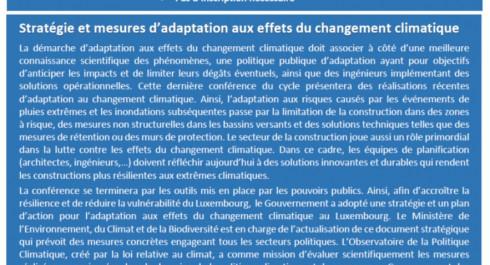 Stratégie et mesures d'adaptation aux effets du changement climatique