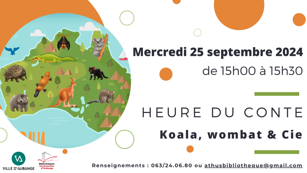 Heure du conte à la bibliothèque d’Athus – Koala, wombat & Cie