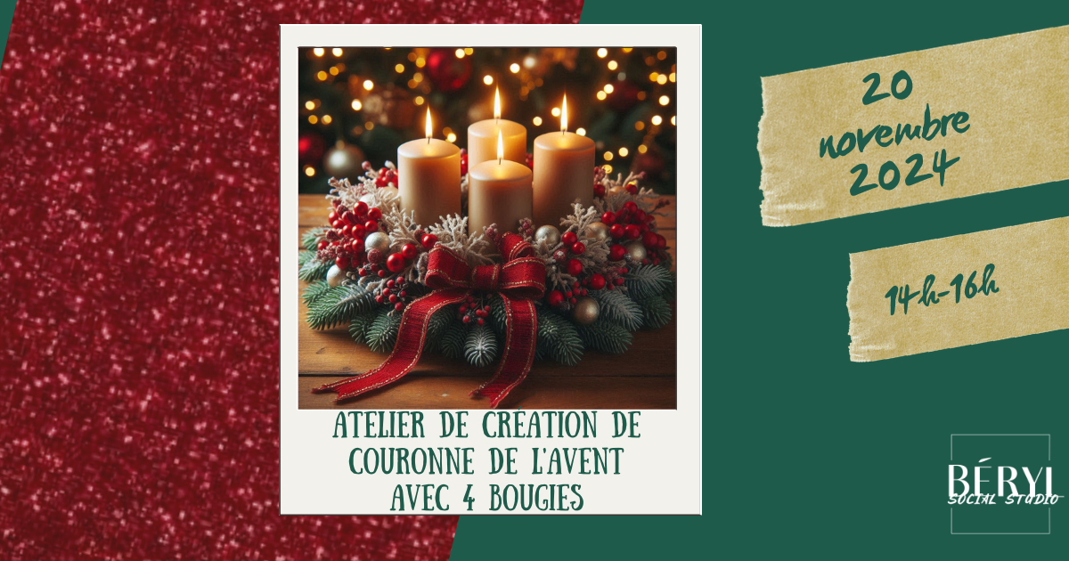 Atelier de création de Couronne de l'Avent Avec 4 Bougies