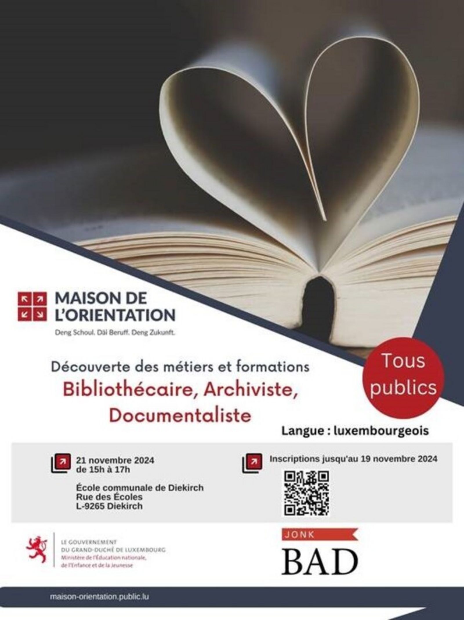 Séance d'information : Bibliothécaire, Archiviste, Documentaliste, métiers et formations