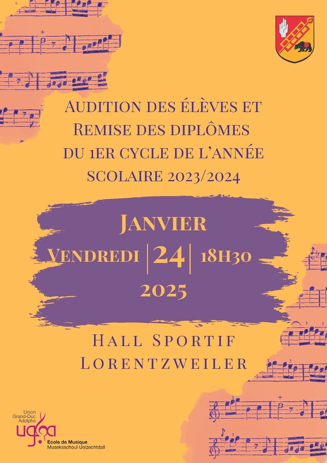 Audition des élèves et remise des diplômes du 1er cycle de l'année scolaire 2023/2024