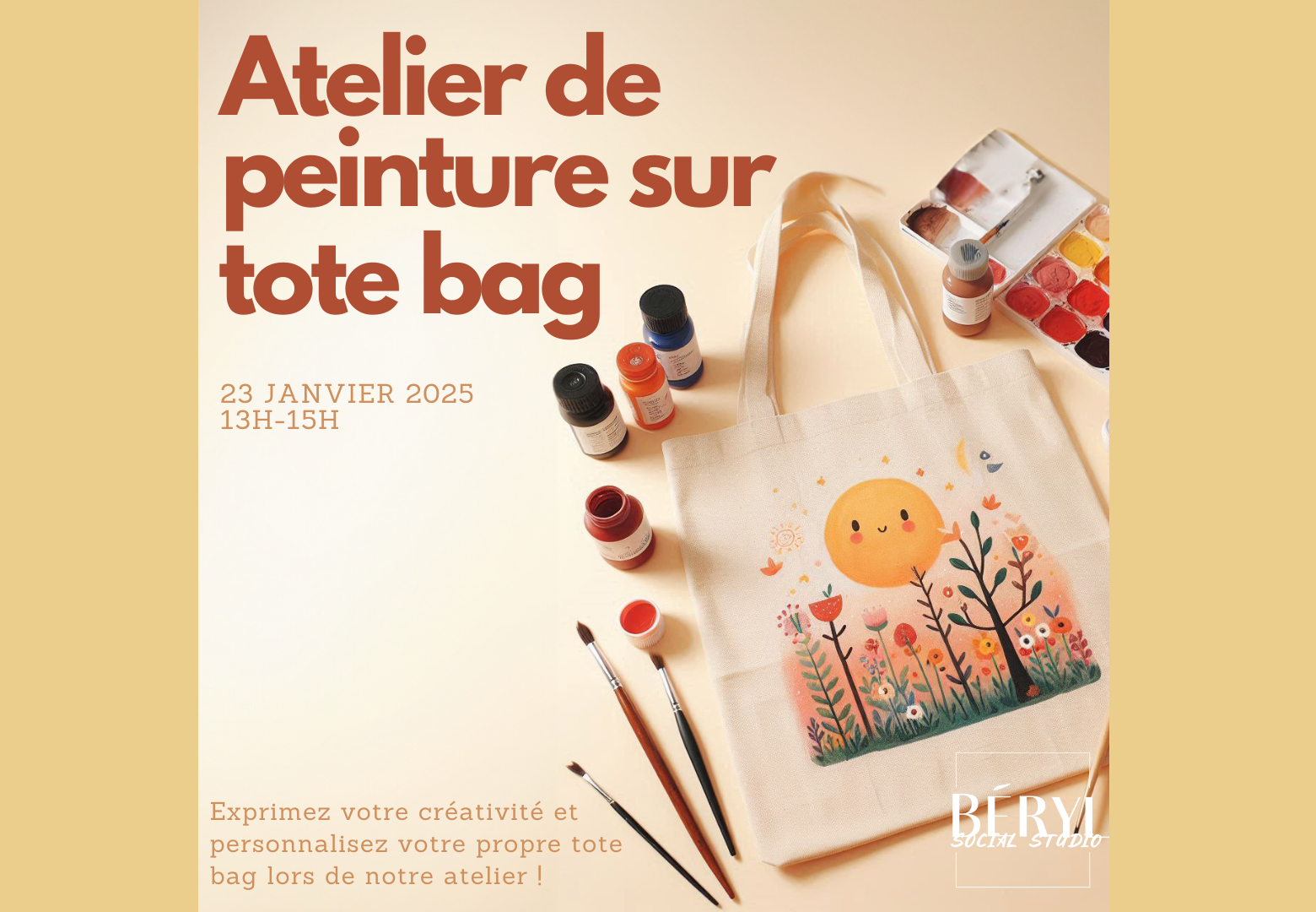 Atelier de peinture sur tote bag