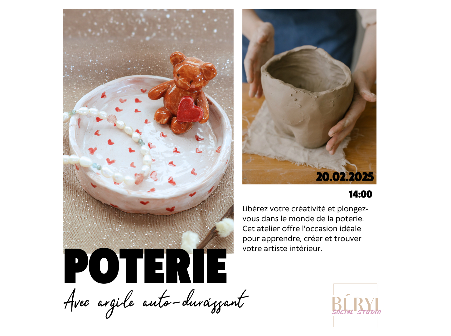 Poterie en argile auto-durcissant