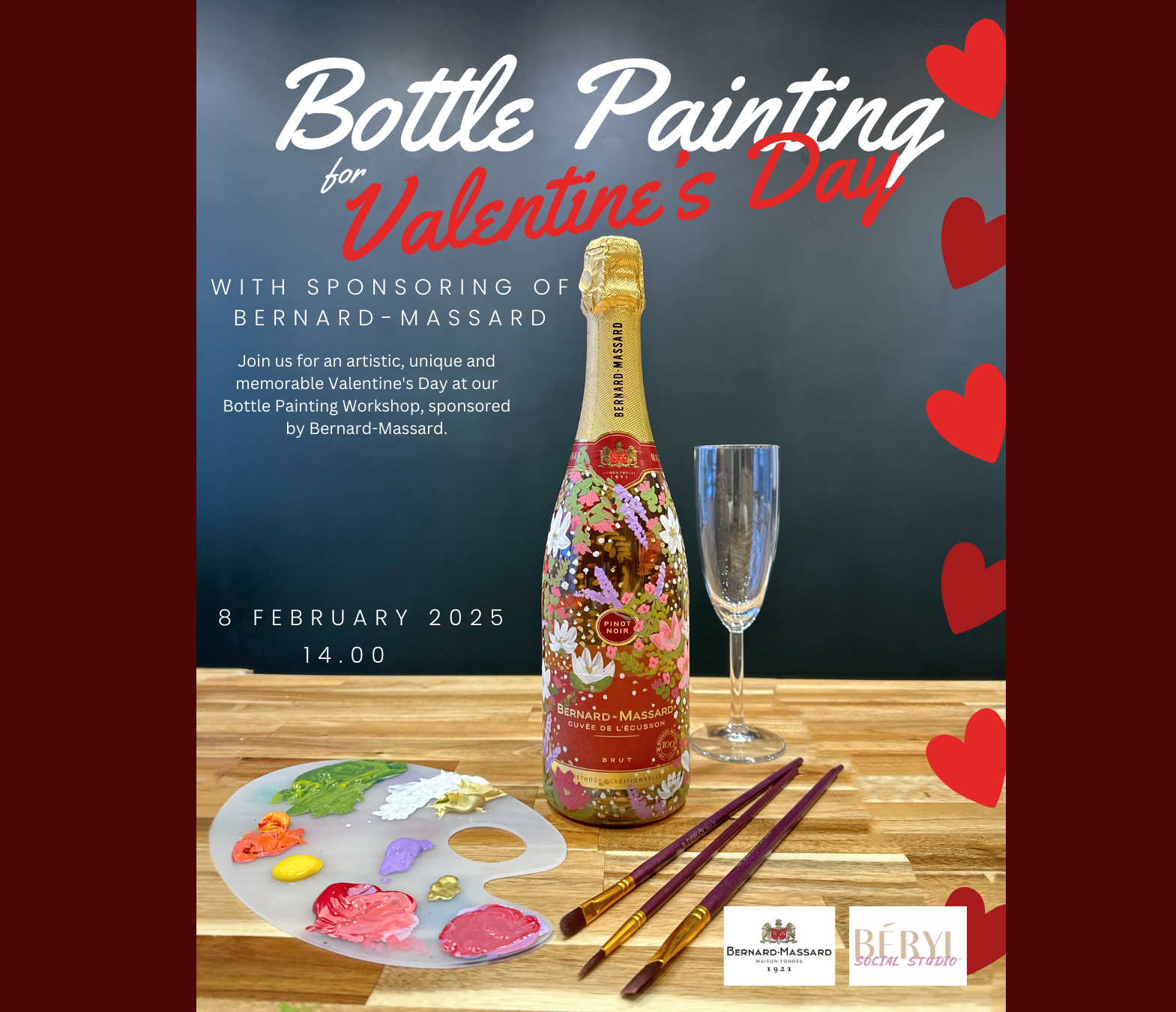 Bottle Painting for Valentine's Day